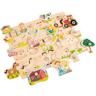 Peg puzzle - 16 pieces - farm